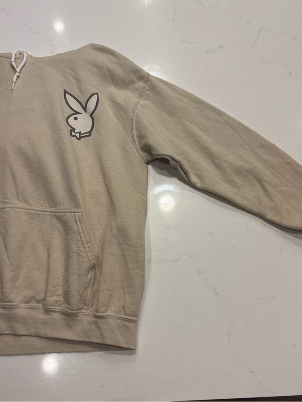 PLAYBOY Tan Bunny Logo Pullover Hoodie - Picture 3 of 7